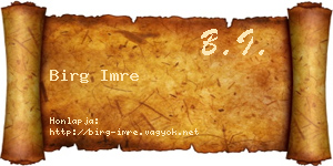 Birg Imre névjegykártya